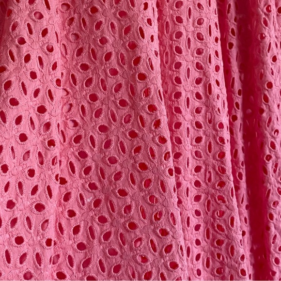 Brand Unknown, Empire Waist Sleeveless Bubblegum Pink Eyelet Detail A-Line Dress - Picture 4 of 4